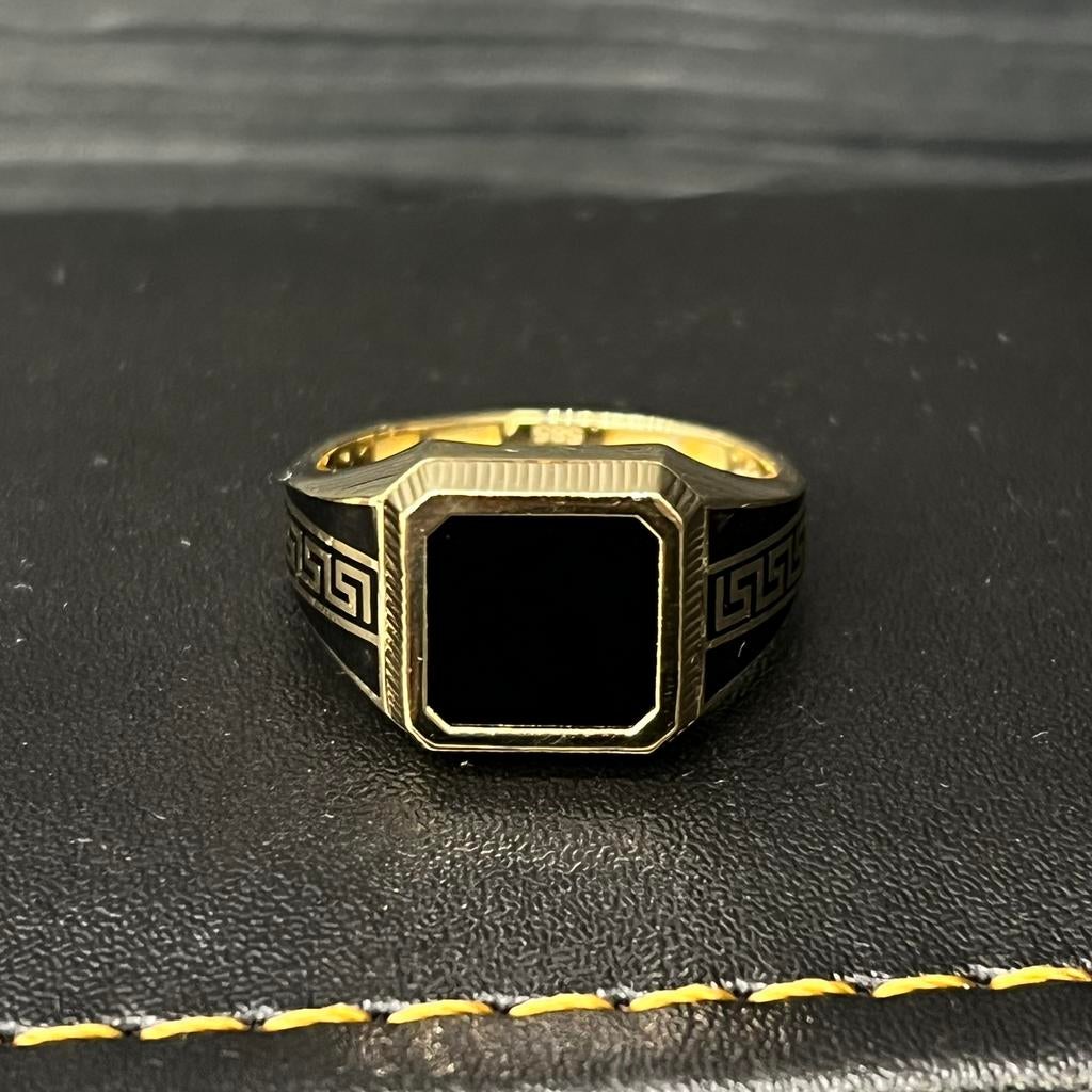 14 karaat gouden ring zegelring heren versace, Sieraden, Tassen en Uiterlijk, Ringen, Ophalen of Verzenden, Zo goed als nieuw