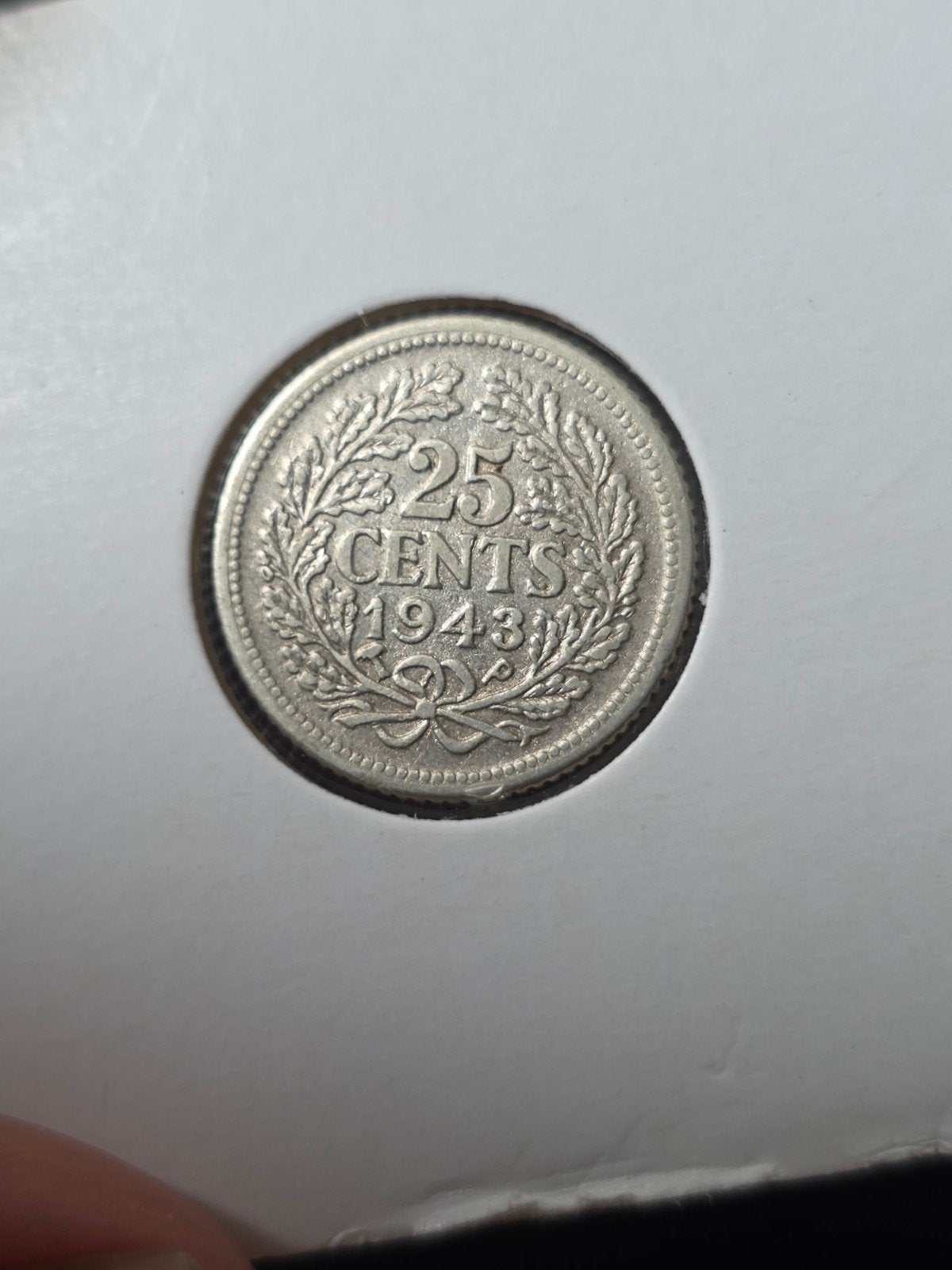 25 cent 1943 P.P. Nederland, Verzenden, Zilver, 25 cent, Koningin Wilhelmina