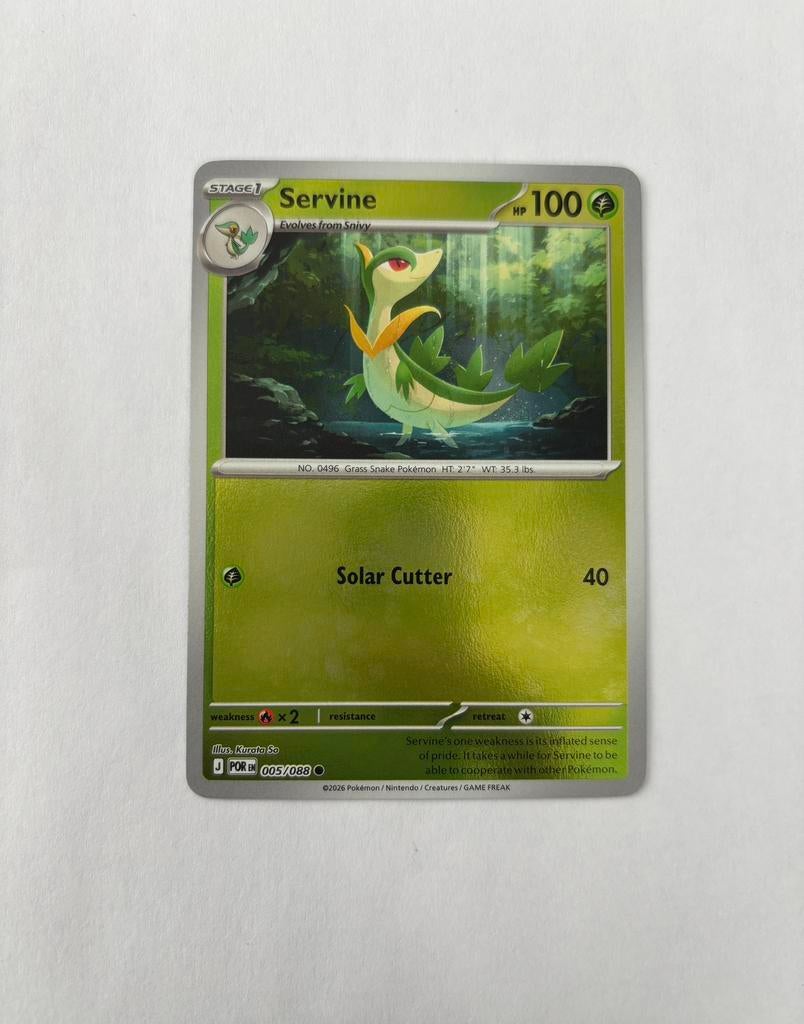 Pokemon Servine 005/088 POR reverse holo, Ophalen of Verzenden, Nieuw, Losse kaart, Foil