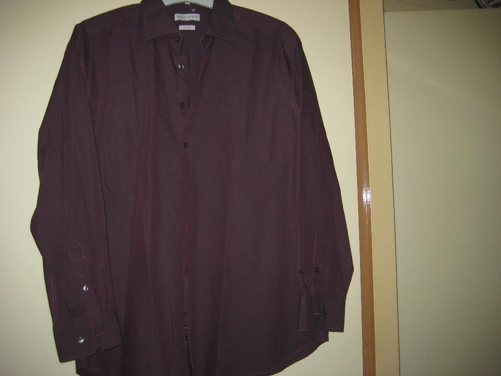Gestreedp hemd, 43/44, Angelo Litrico, Ophalen of Verzenden, Zo goed als nieuw, Paars, Halswijdte 43/44 (XL)