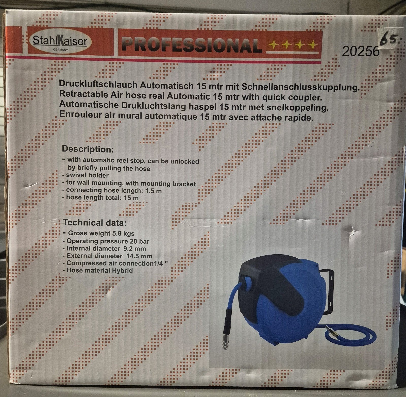 Automatische Drukluchtslanghaspel 15m - Nieuw, Nieuw, Ophalen of Verzenden, Onbekend, Onbekend