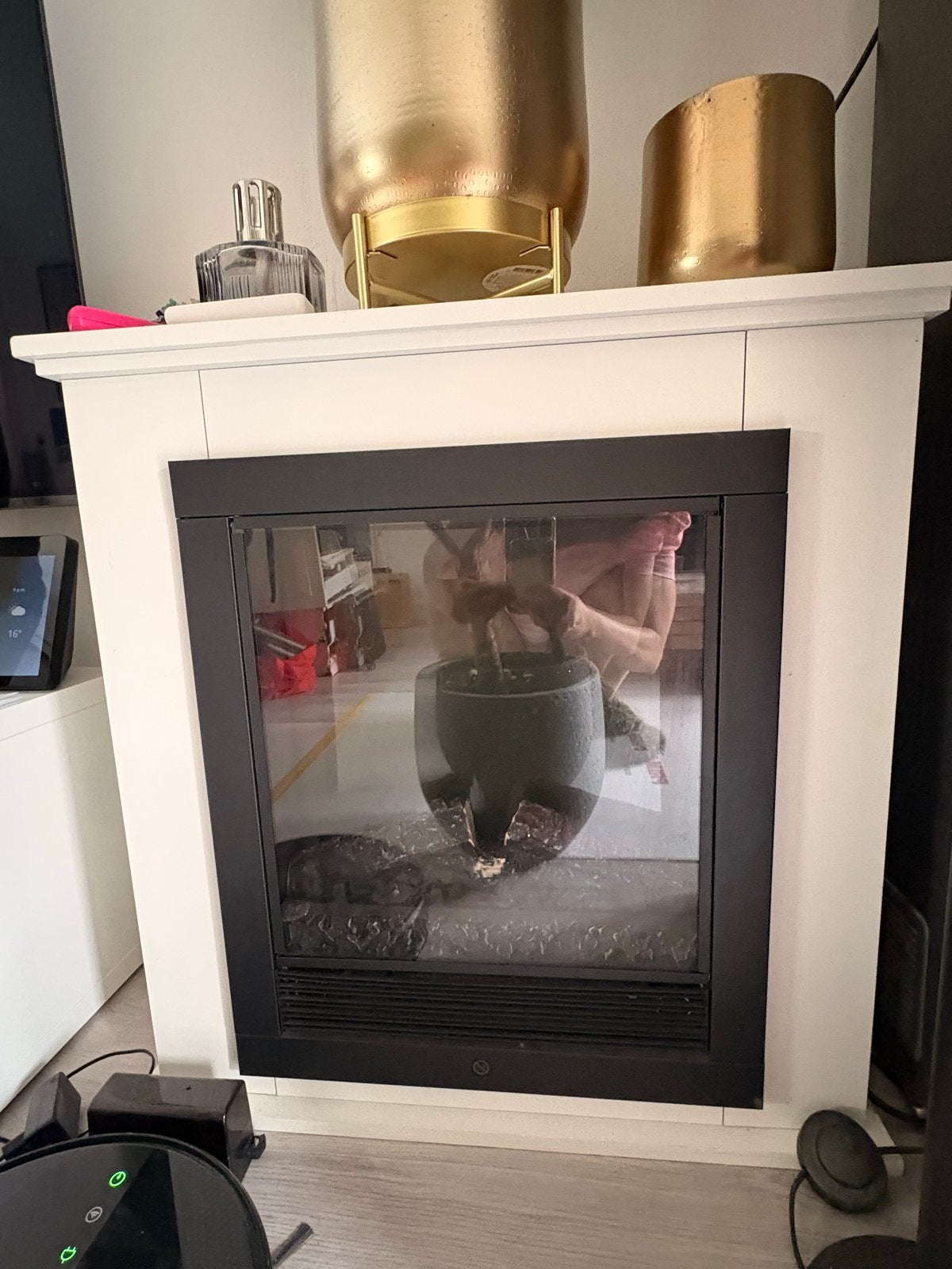 Moderne elektrische haard met schouw, Ophalen, Zo goed als nieuw, Inbouwhaard, Elektrische haard