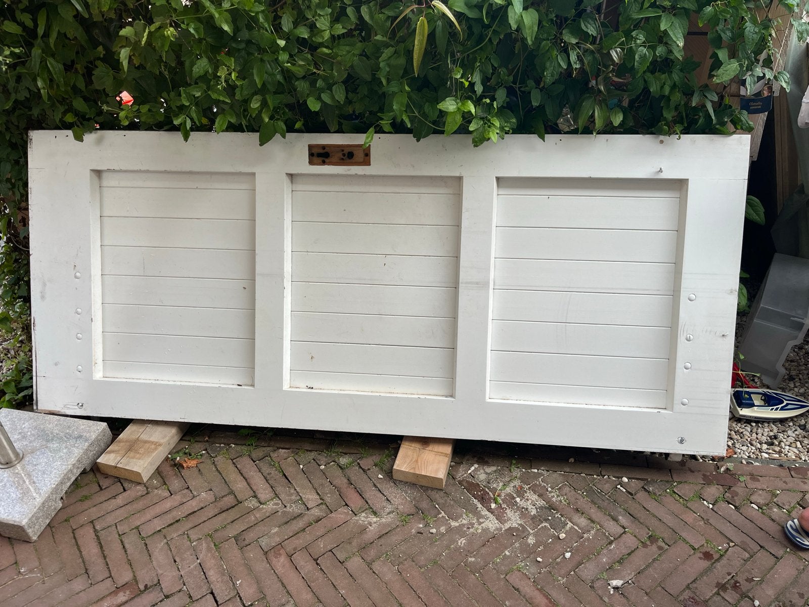 Witte hard houten schuurdeur - Gebruikt, Ophalen, Gebruikt, 120 cm of meer, Minder dan 200 cm