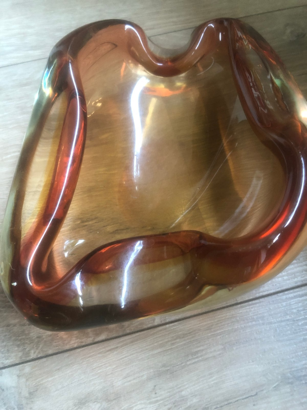 Vintage JOSEF BOZINEK amberkleurige schaal 30x16x8, Ophalen of Verzenden