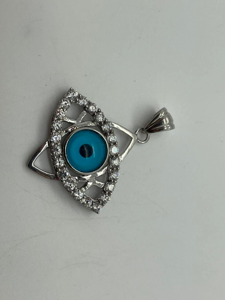 D738 Prachtige zilveren hanger Turks oog, Overige voorstellingen, Ophalen of Verzenden, X, Zilver