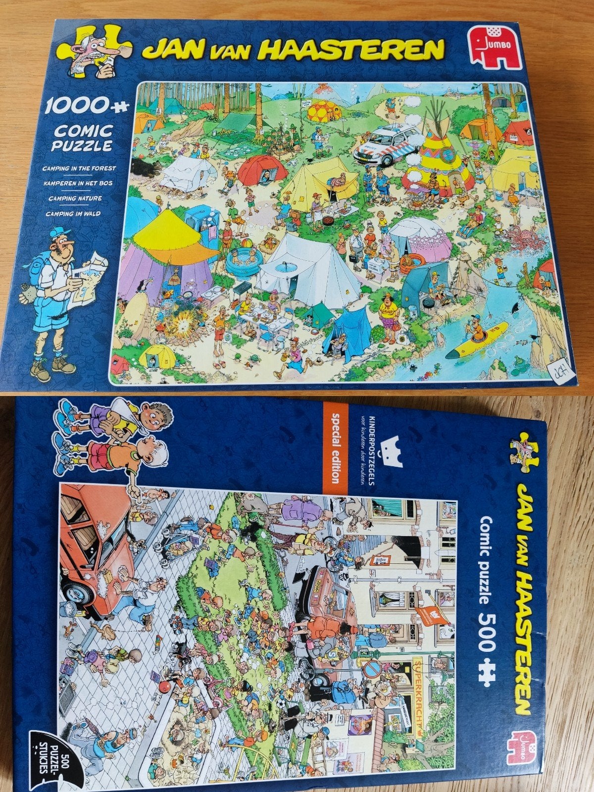 2 x puzzel Jan van Haasteren, samen 7,50, Ophalen, 500 t/m 1500 stukjes, Zo goed als nieuw, Legpuzzel