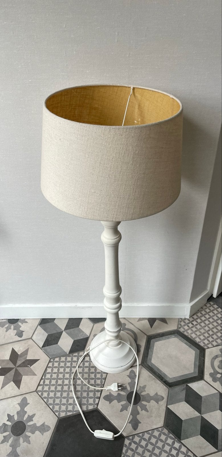 Tafellamp  (linnenkap), Ophalen, Gebruikt, Hout, Minder dan 100 cm