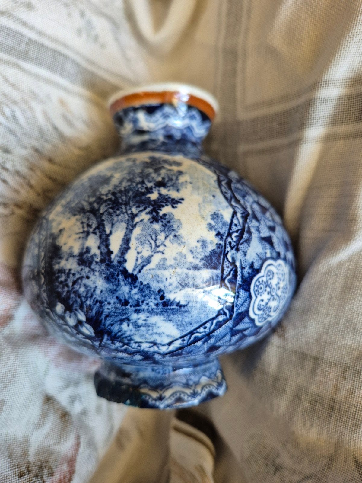 Antieke Villeroy & Boch Bonn vaas met blauw-wit decor, Ophalen of Verzenden
