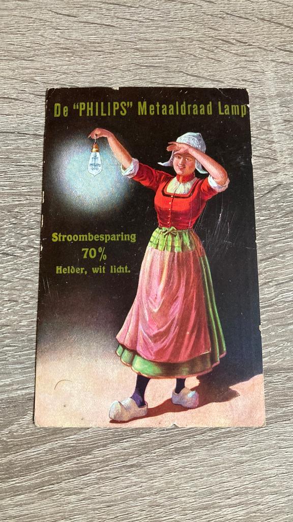 Oude Reclame Ansichtkaart Philips 1912 Metaaldraad lamp, Ophalen of Verzenden, Voor 1920, Gelopen, Noord-Brabant