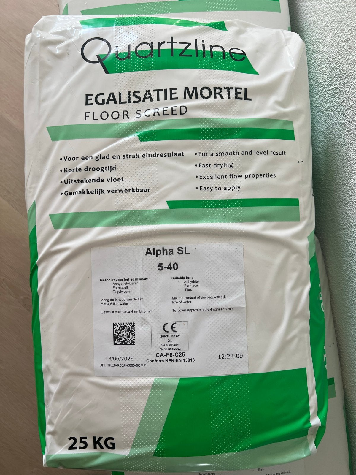 Quartzline Egalisatie mortel Alpha SL 5-40 (25 kg), Ophalen, Overige typen, Nieuw, Minder dan 20 cm