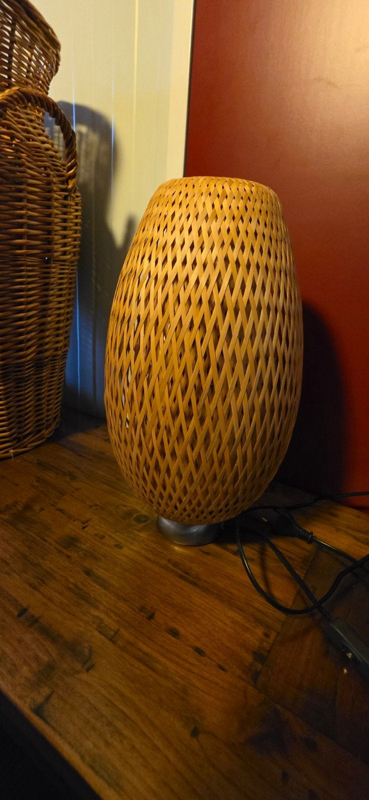 Ikea bamboe tafellamp - sfeervol en natuurlijk, Beige, Gebruikt, Natuurlijk materiaal, Sfeerlamp