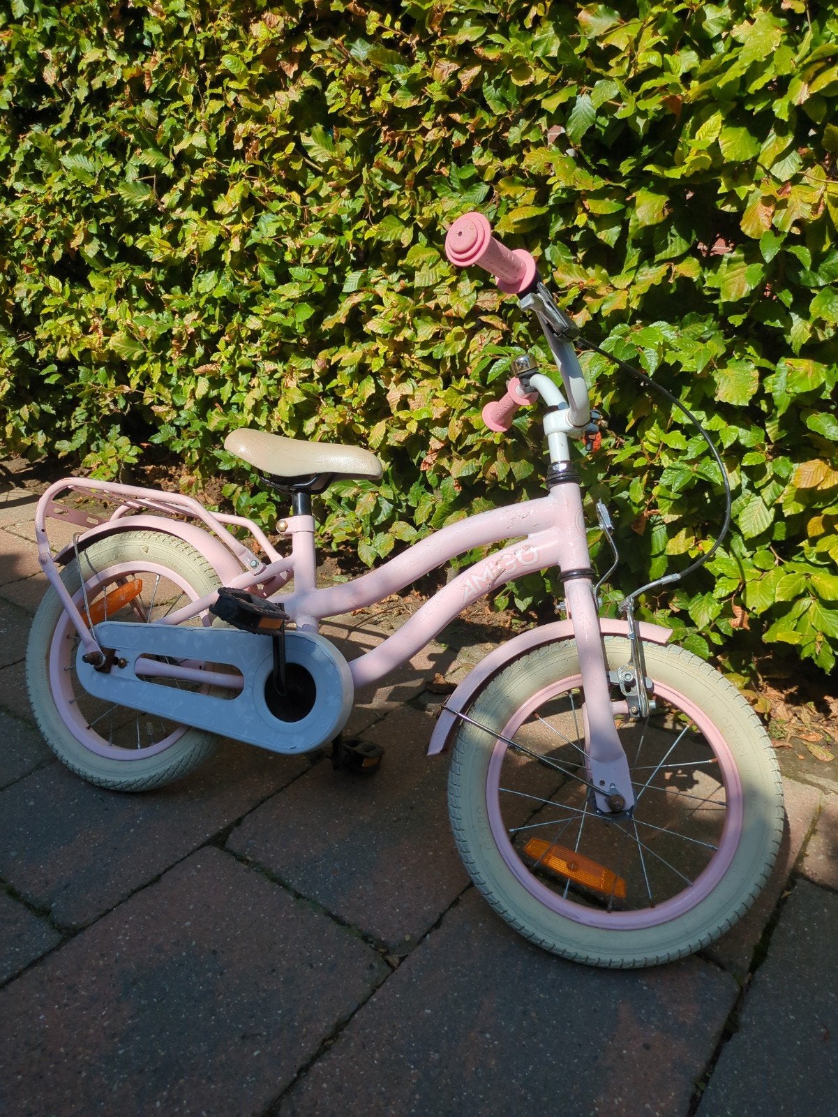 roze amigo fiets 14inch, Fietsen en Brommers, Fietsen | Meisjes, Ophalen, Terugtraprem, Gebruikt, 14 inch of minder