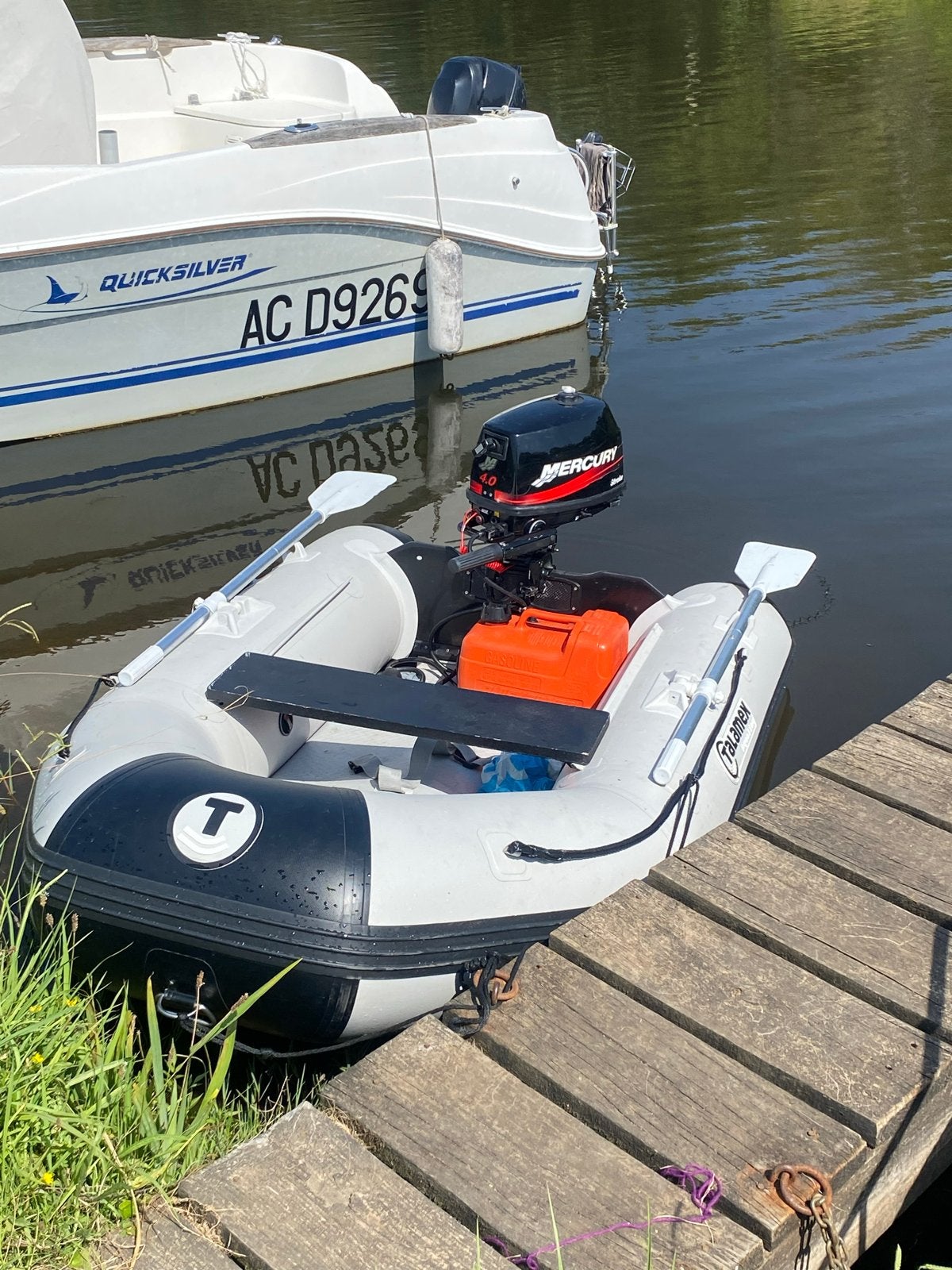 Talamex rubberboot met Mercury buitenboordmotor 4PK, Inclusief motor, Ophalen of Verzenden, Zo goed als nieuw, Hout
