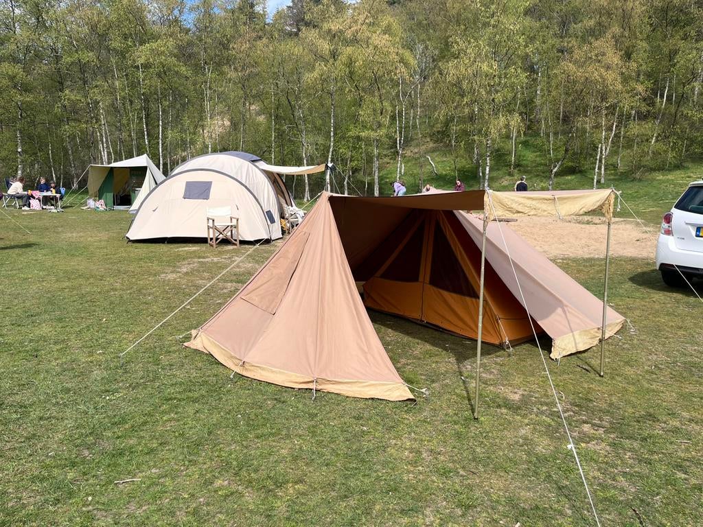 Mooie lichtgewicht katoenen retro tent, Caravans en Kamperen, Ophalen, Tot en met 2