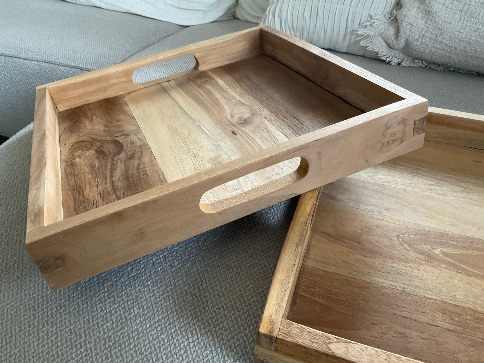 Teakhouten Dienbladen 40x40cm €79,90 Nieuw !!! €25,-, Ophalen, Nieuw, Rechthoekig, Hout