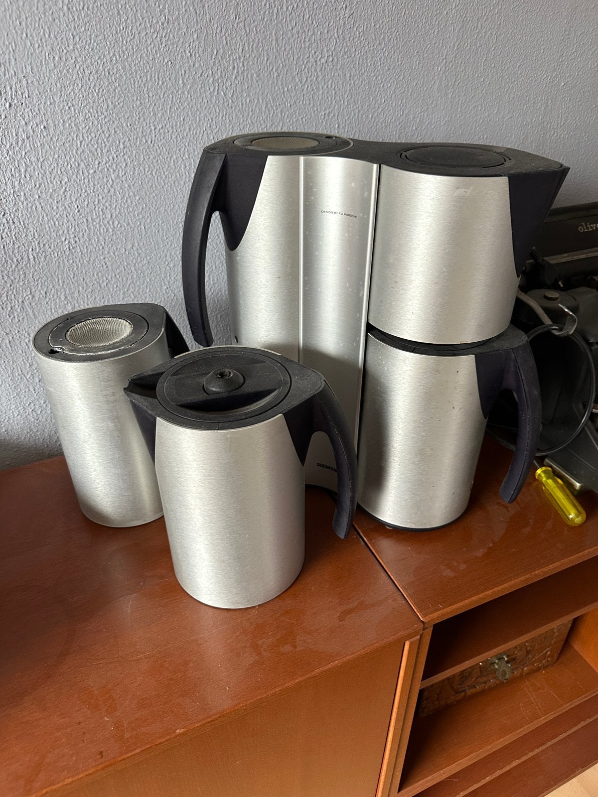 Siemens Porsche Design Koffiezetapparaat - Zilver, 1 tot 2 liter, Ophalen, Zo goed als nieuw