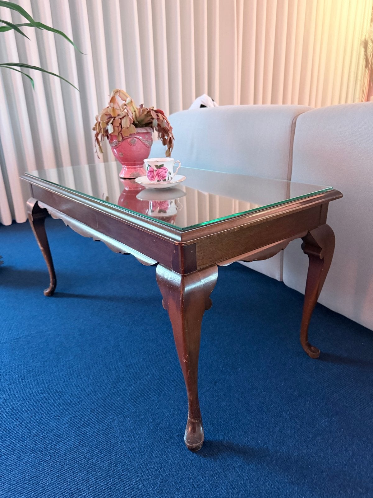 Klassieke salontafel met glasplaat, Antiek en Kunst, Ophalen