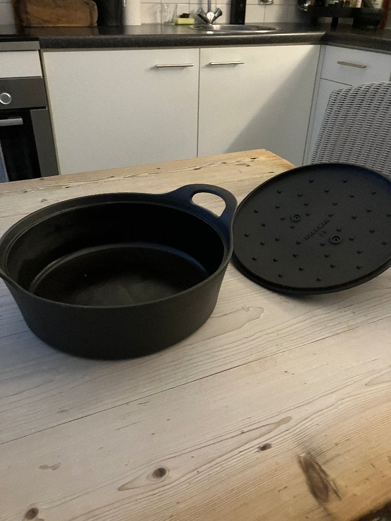 Gietijzeren pan van hackman met steel 25, Huis en Inrichting, Ophalen of Verzenden, Zo goed als nieuw, Gietijzer