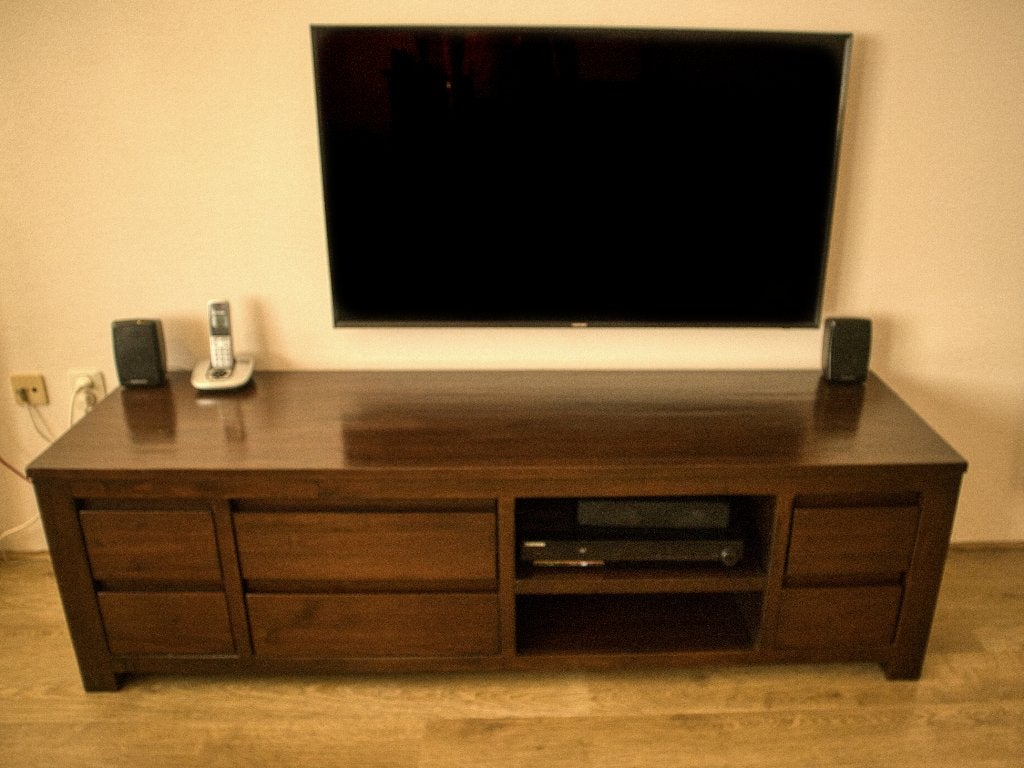Koloniaal TV-meubel – massief/fineer loofhout, Ophalen, Gebruikt, Minder dan 100 cm, 25 tot 50 cm
