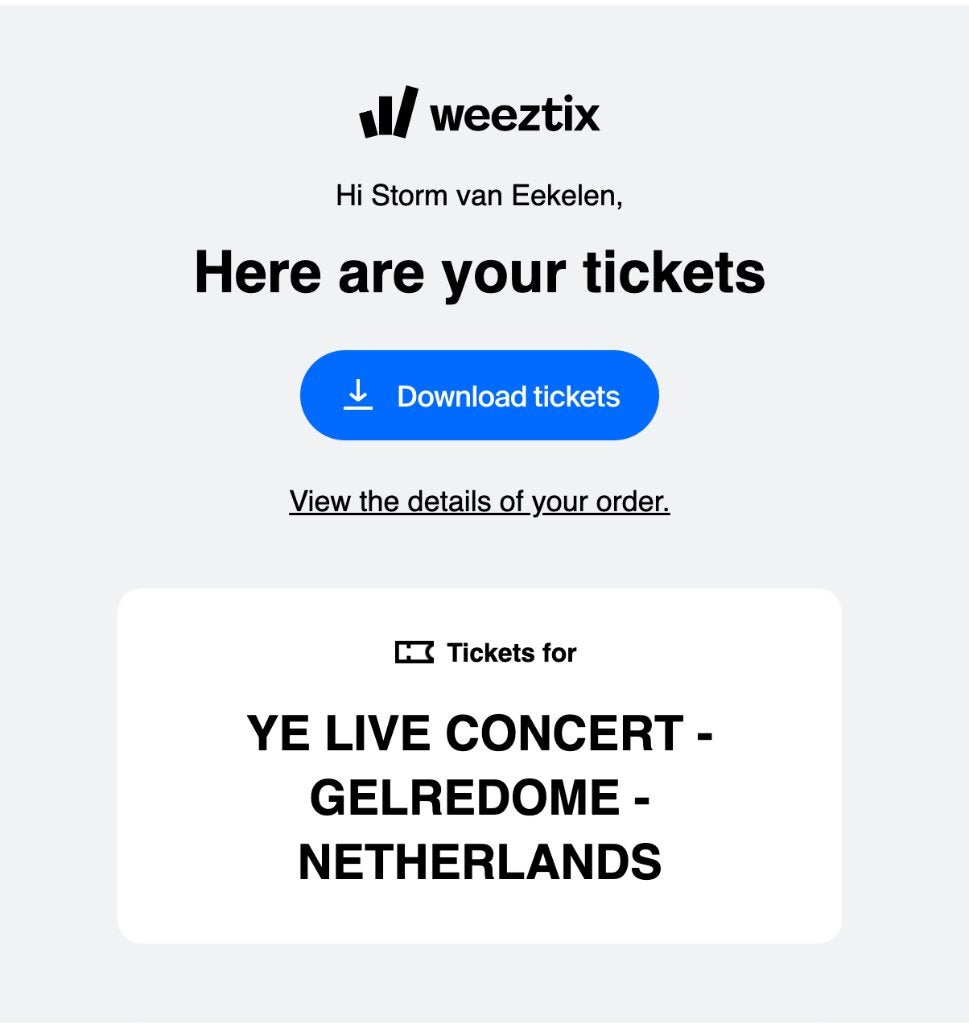 YE LIVE CONCERT - GELREDOME - STAPLAATSEN - 3x, Tickets en Kaartjes, Twee personen, Juni