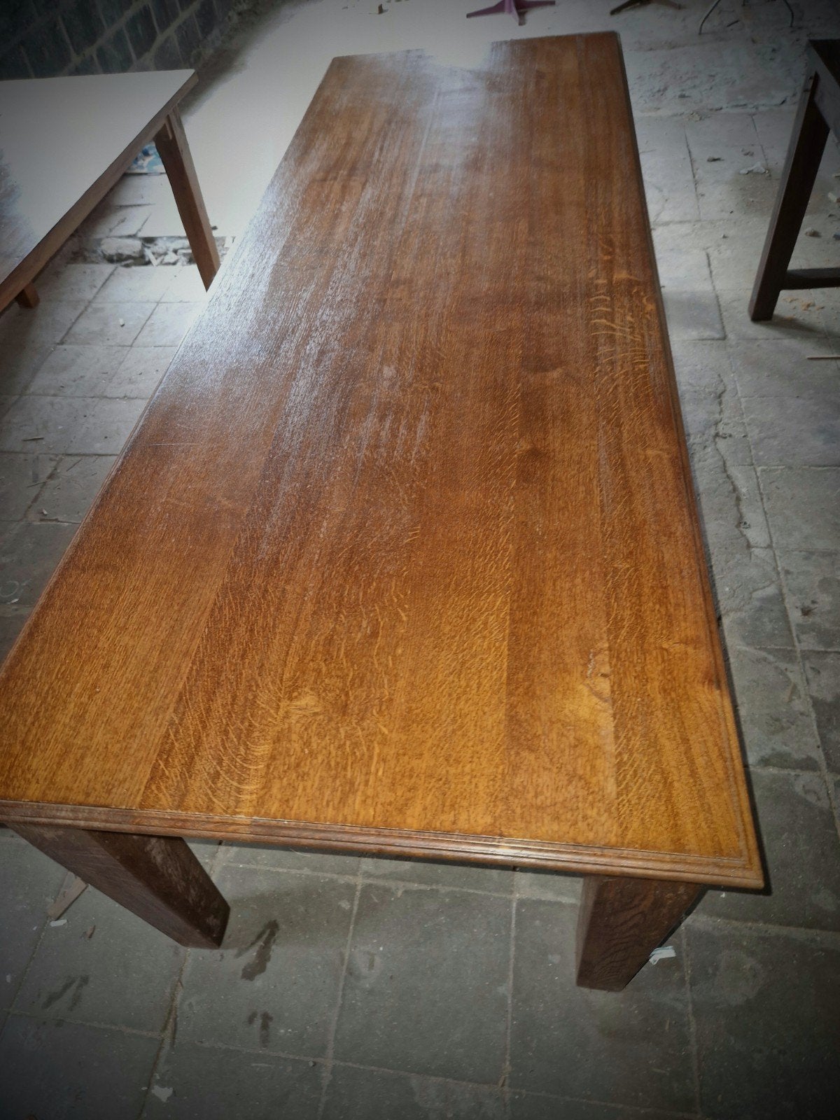 Eiken kloostertafel, Huis en Inrichting, Ophalen, Gebruikt, 200 cm of meer, 50 tot 100 cm