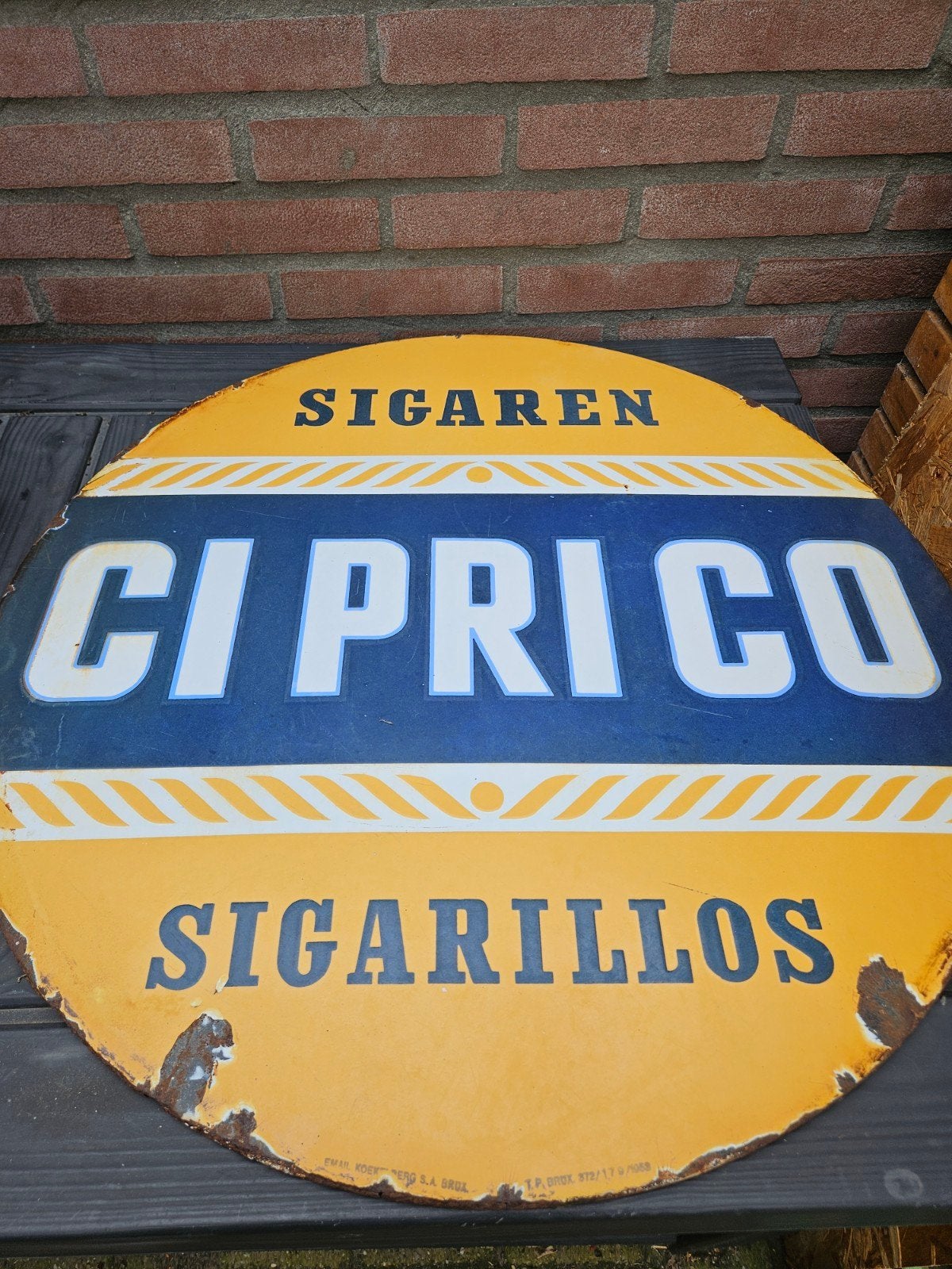 Ciprico sigaren emaille, Verzamelen, Merken en Reclamevoorwerpen, Ophalen, Zo goed als nieuw, Reclamebord