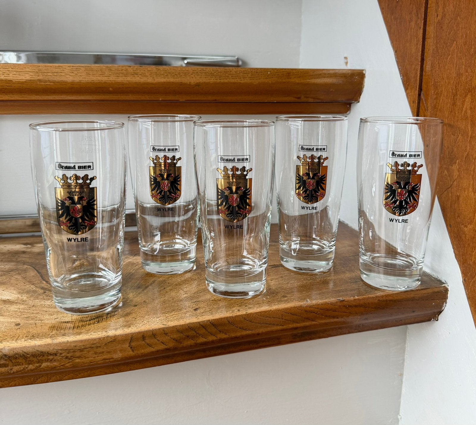 5x Brand Bier glas wapen van Wijlre 0,25L, Ophalen of Verzenden, Zo goed als nieuw, Glas of Glazen, Brand