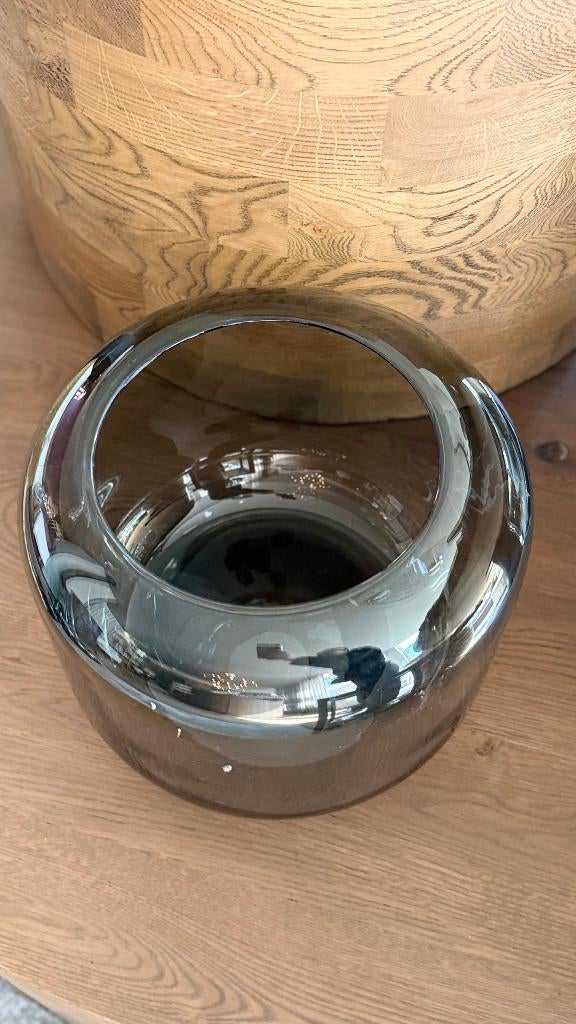 Windlicht smokey grey S, Huis en Inrichting, Woonaccessoires | Vazen, Nieuw, Zwart, Minder dan 50 cm, Glas, Ophalen