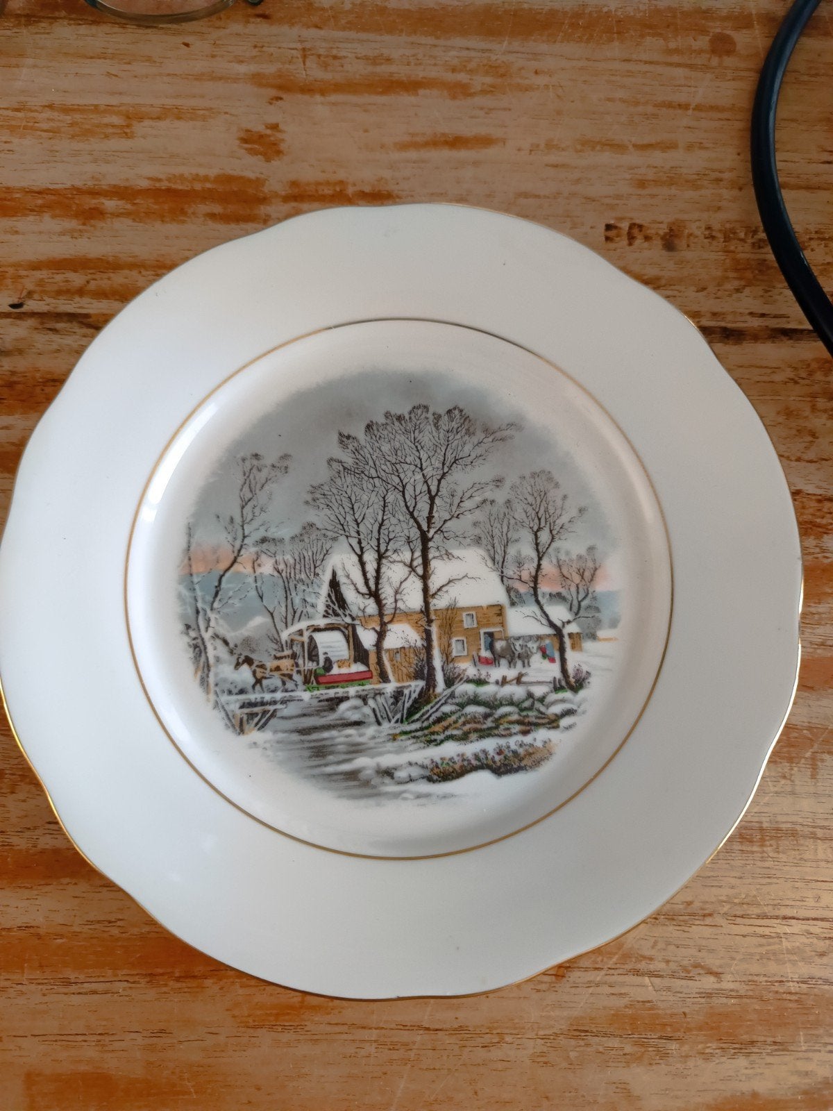 Vintage Kerstbord - Crown Bavaria - Winterlandschap, Antiek en Kunst, Ophalen