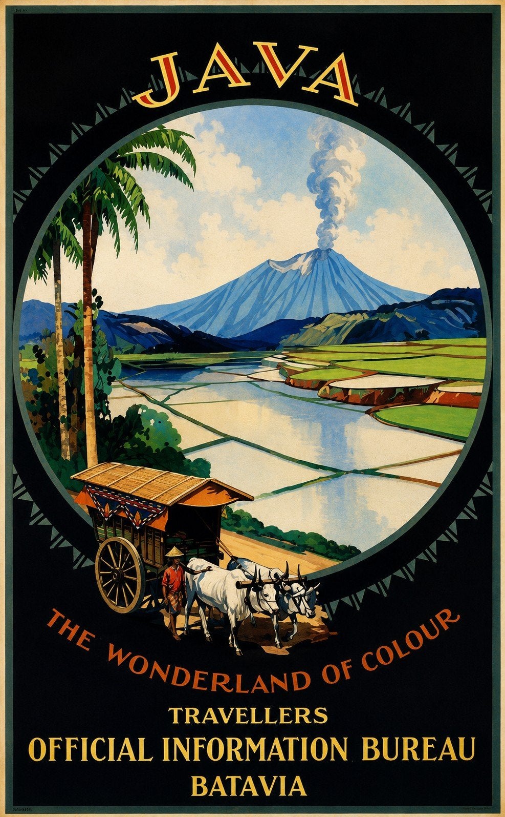 Vintage Java Reclameposter - 'The Wonderland of Colour', Ophalen of Verzenden, Film en Tv