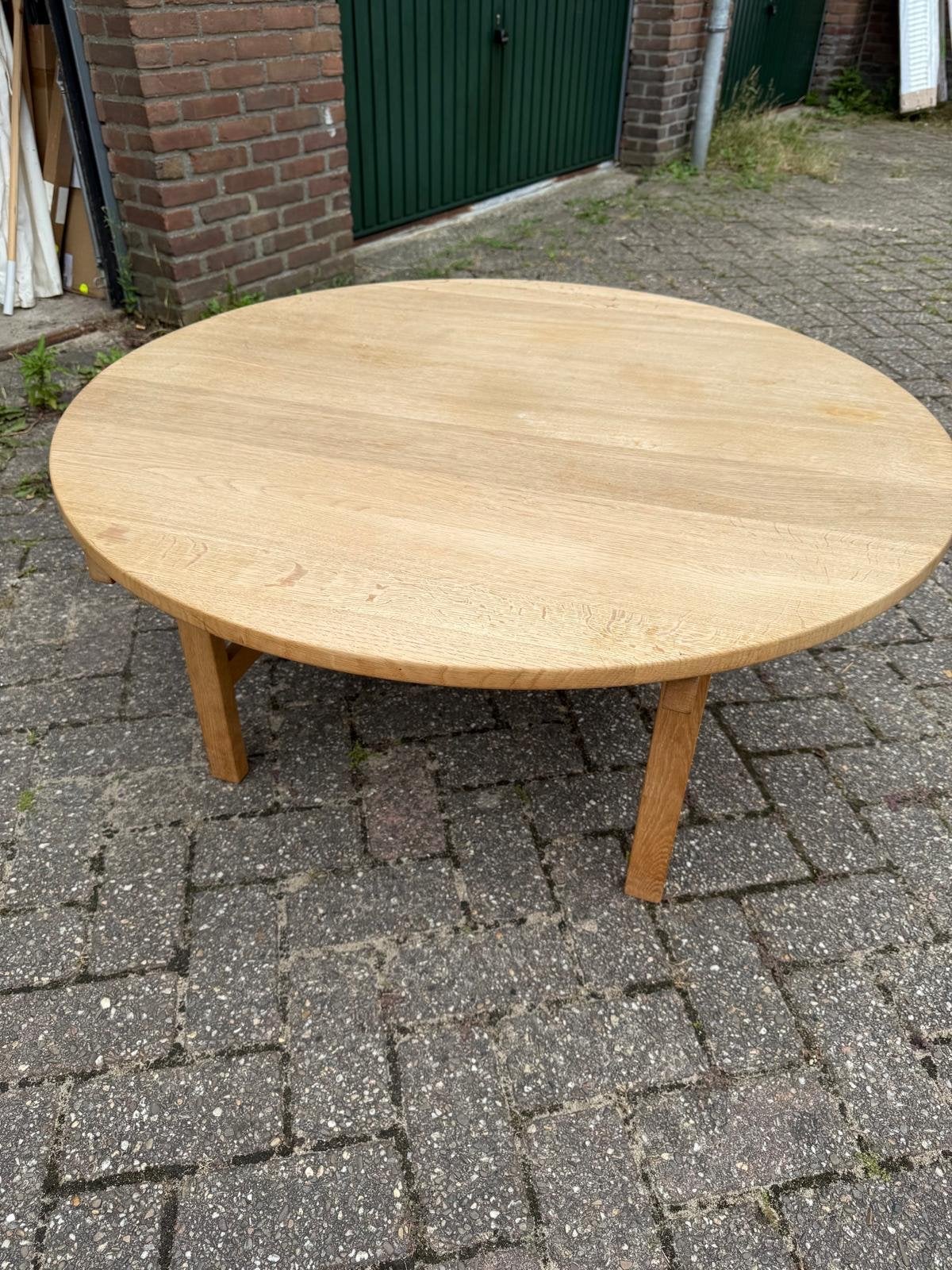 Ronde Eikenhouten Salontafel - Andr. Tuck, Ophalen, Gebruikt, 50 tot 100 cm, 100 tot 150 cm