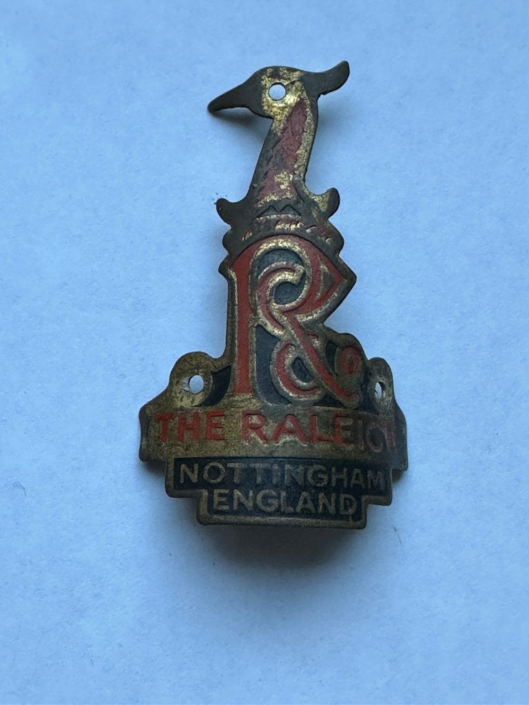 Oud Raleigh England balhoofdplaatje. Balhoofd plaatje., Gebruikt, Overige typen, Ophalen of Verzenden, Raleigh