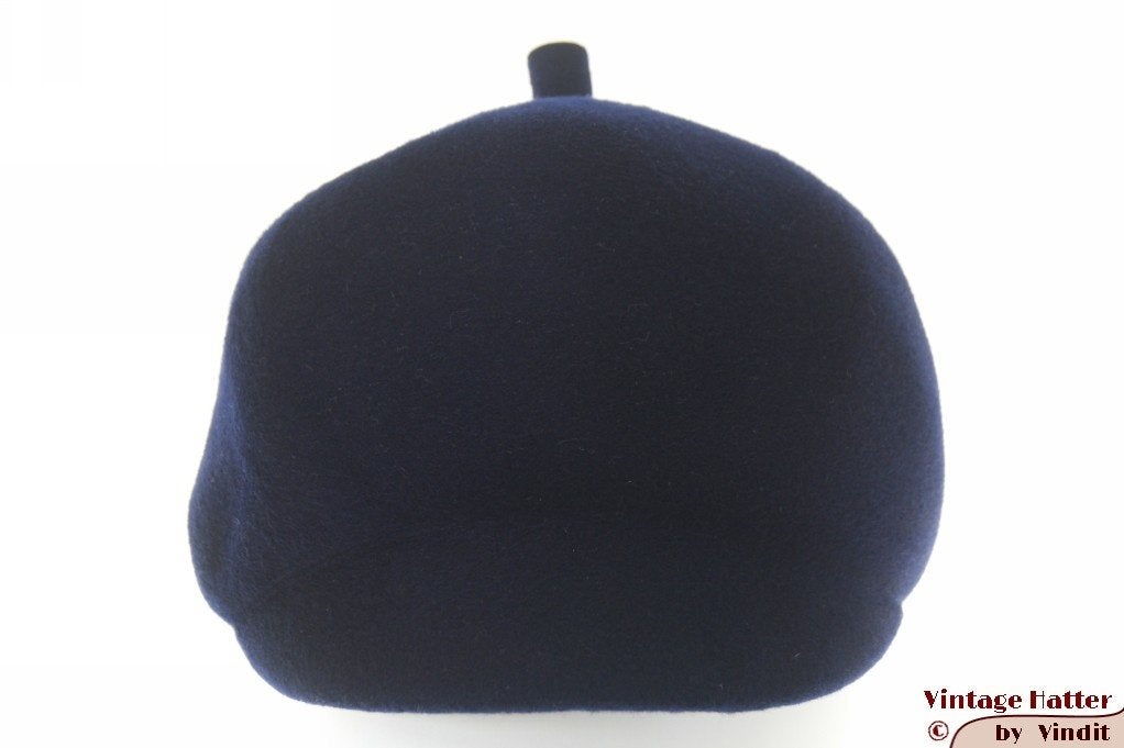 Vintage Dames pet-achtige hoed donker blauw vilt 57, Ophalen of Verzenden, Zo goed als nieuw, 56 of 57 cm (M, 7 of 7⅛ inch), Pet