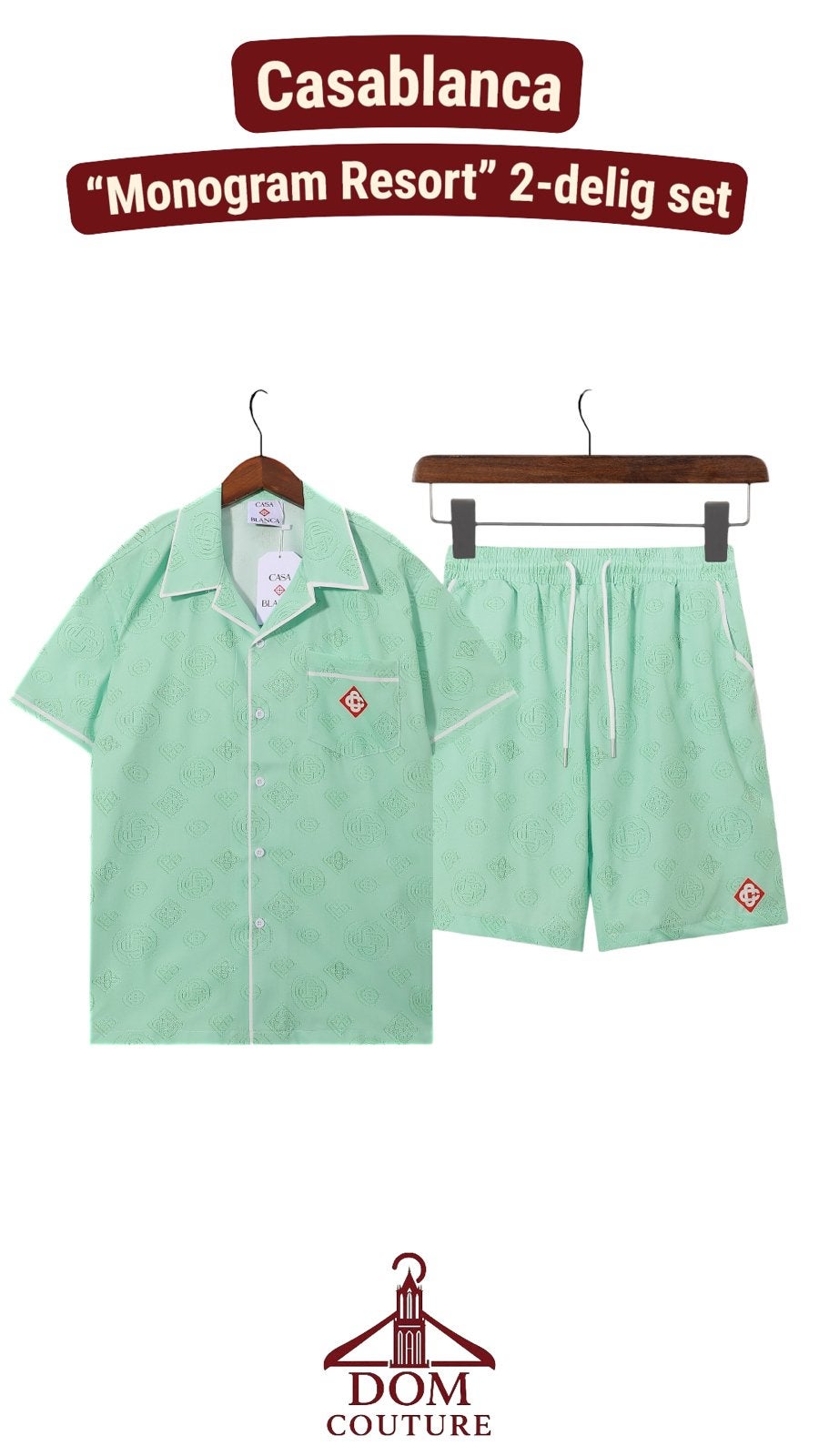 Casablanca "Monogram Resort" 2-delig set licht groen, Kleding | Heren, Heren-kledingpakketten, Ophalen of Verzenden, Nieuw, Overige maten