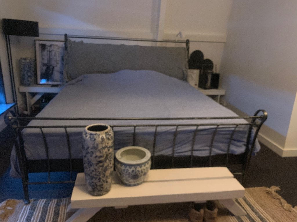 Gietijzer 2 persoonsbed, Ophalen, Gebruikt, Zwart, Tweepersoons