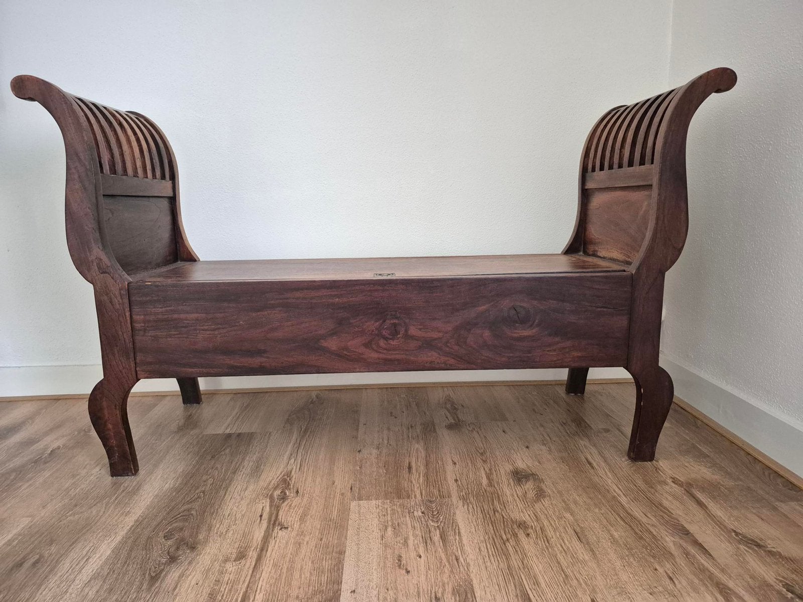 Teakhouten bedbankje met opbergruimte, Antiek en Kunst, Antiek | Meubels | Stoelen en Banken, Ophalen