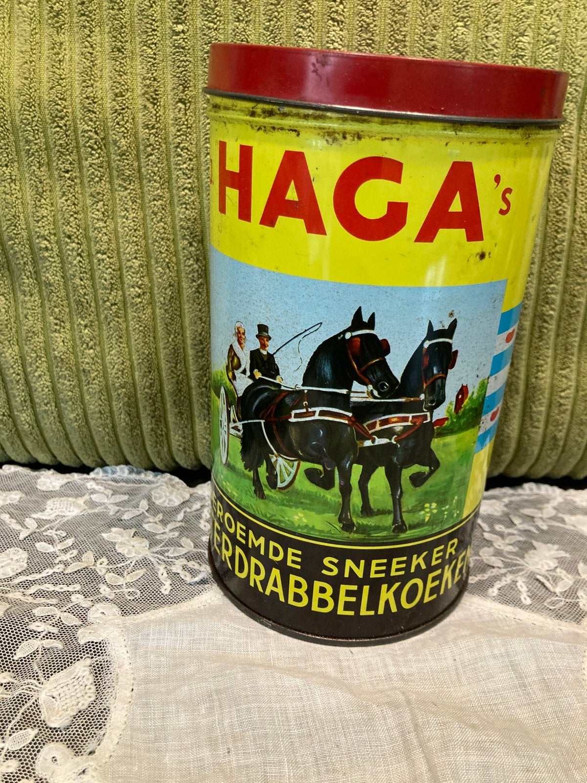Vintage blik Haga Boterdrabbelkoeken (150826c), Ophalen of Verzenden, Gebruikt, Overige