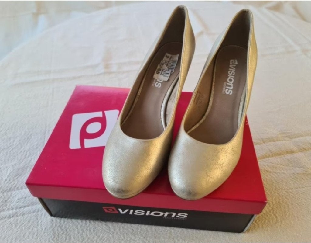 Visions Pumps - Maat 38 - 'Goud look'., Pumps, Overige kleuren, Ophalen of Verzenden, Zo goed als nieuw
