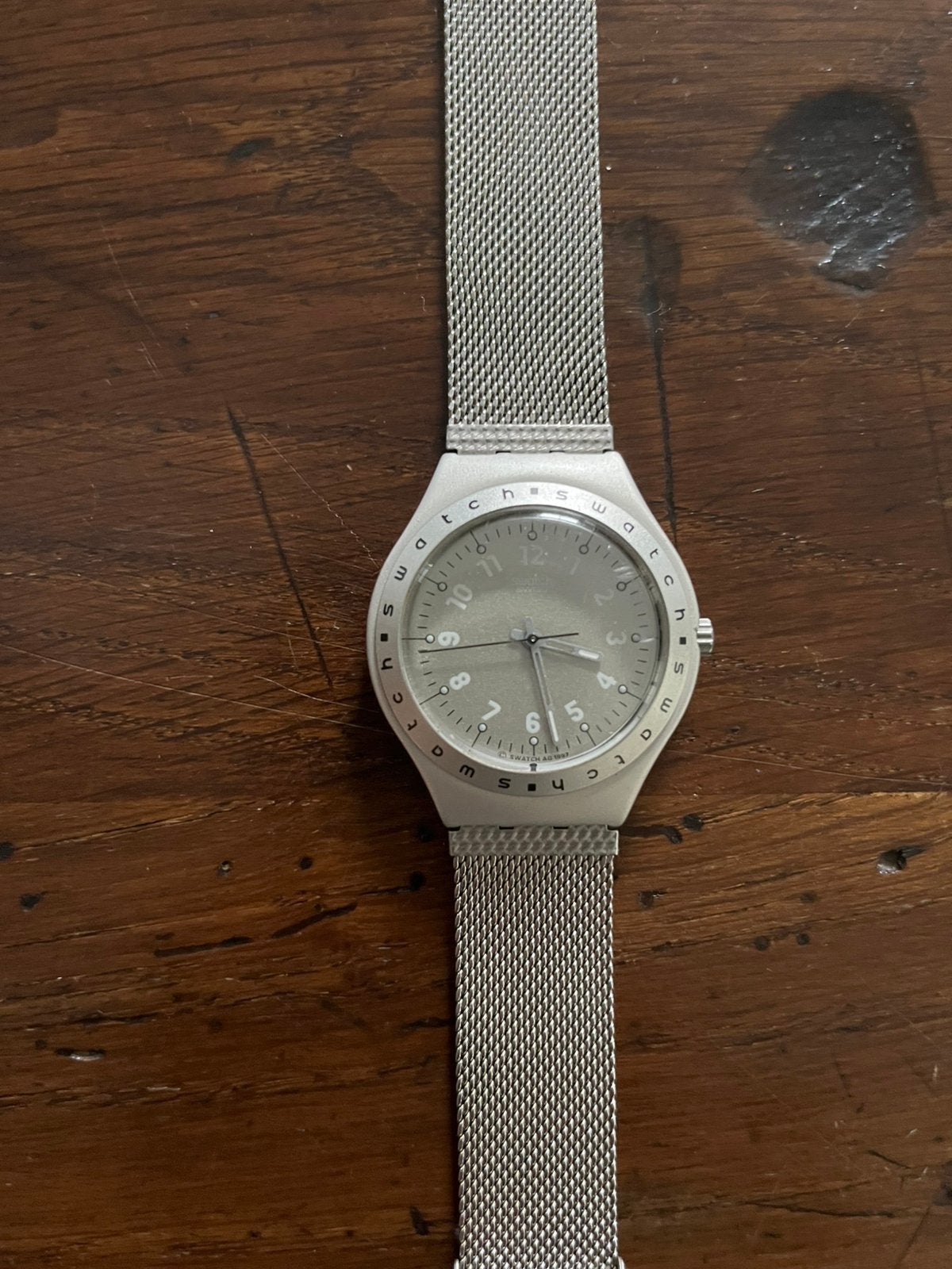 Vintage Swatch Irony Big “Sabbia”, Milanese band, als nieuw, Polshorloge, Swatch, Ophalen of Verzenden, Zo goed als nieuw