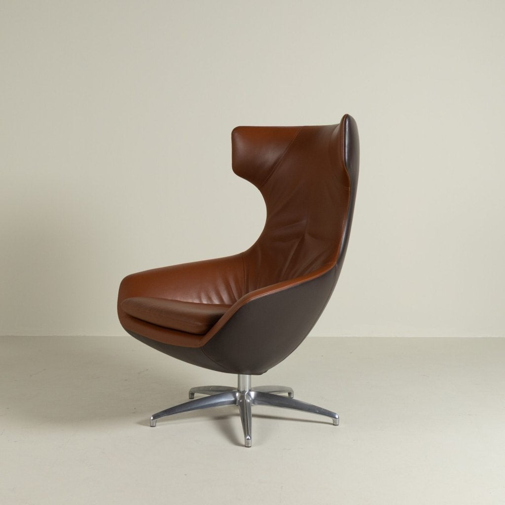 Leolux Caruzzo Plus Fauteuil Cognac/Donkerbruin Leer, Leolux, Zo goed als nieuw, Niet ingevuld, Niet ingevuld