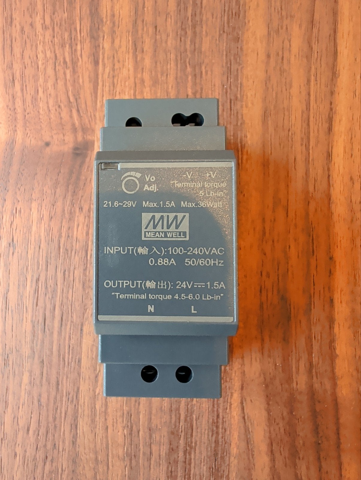 Mean Well HDR-30-24 DIN-rail voeding 24V 1.5A 36W, Ophalen of Verzenden, Zo goed als nieuw, Overige merken, Groepenkast