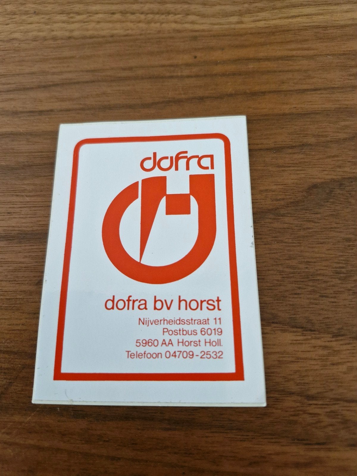 9939  Dofra BV Horst Sticker - Zeldzaam Verzamelobject, Ophalen of Verzenden, Gebruikt, Bedrijf of Vereniging