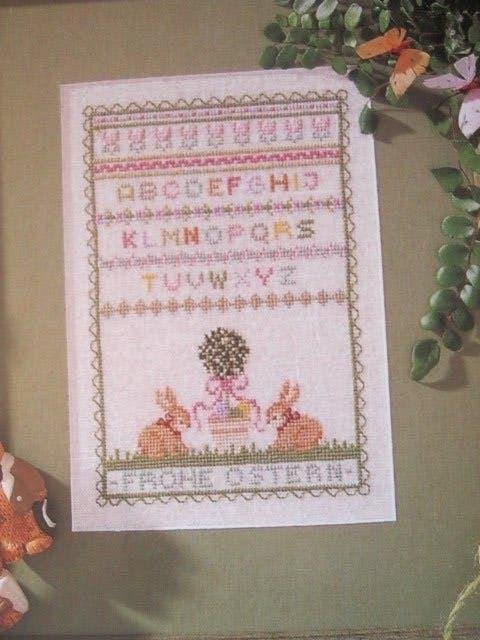 Borduurpatroon  Merklap  konijntjes  nr 9945 do, Hobby en Vrije tijd, Verzenden, Nieuw, Handborduren, Patroon