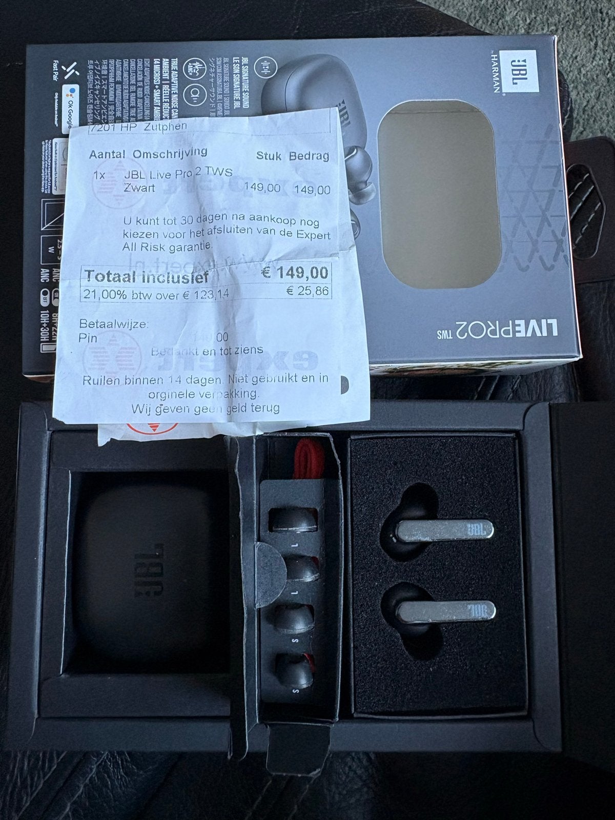 JBL Live Pro 2 TWS Draadloze In-ear oordopjes Zwart, Audio, Tv en Foto, In-ear, JBL, Bluetooth, Ophalen of Verzenden