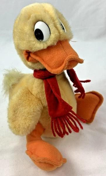 Alfred J. Kwak Knuffel Eend met Rode Sjaal Vintage 20cm 1989