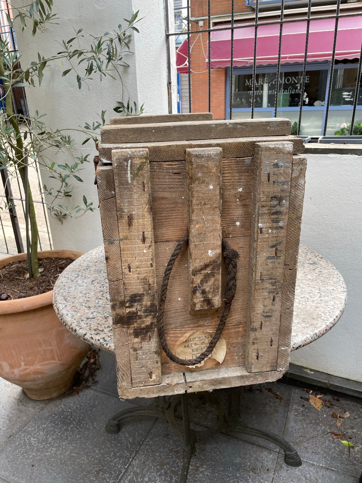 Oude houten voorraadkist uit 1925 - Brocante decoratie, Ophalen of Verzenden