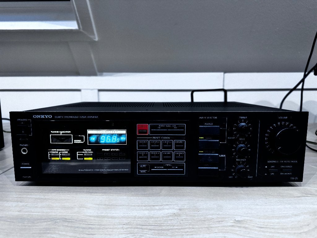 ✅ Onkyo TX-25 Quartz Synthesized Tuner Amplifier, Gebruikt, Ophalen of Verzenden, 120 watt of meer, Stereo