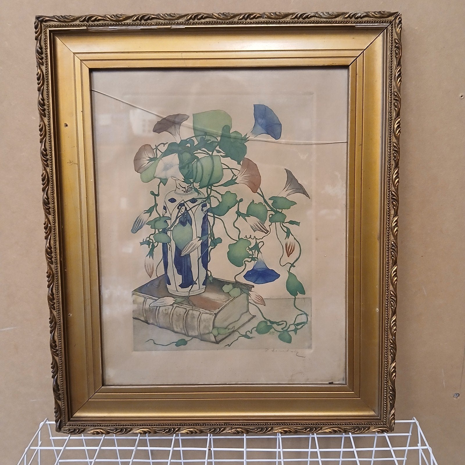 Ingelijste kleurenets, Frans Everbag, Ophalen of Verzenden