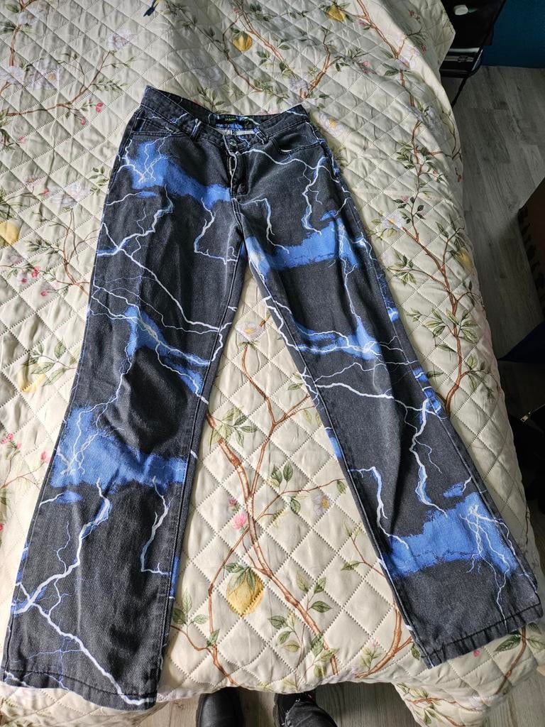 Jaded London Jeans met Bliksemprint - W28 Boyfriend Fit, Ophalen, Zwart, Zo goed als nieuw, W28 - W29 (confectie 36)
