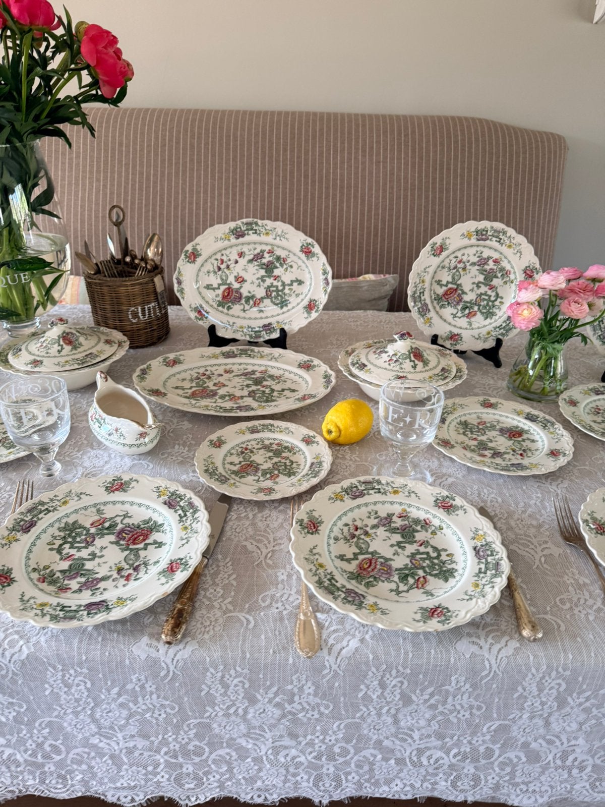 Crown Ducal Chinese Garden 6 pers antiek servies Engeland, Ophalen